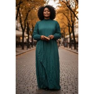 Reformation Aude Dress Forest Green High Neck Victorian Cottage Size 22 Formal